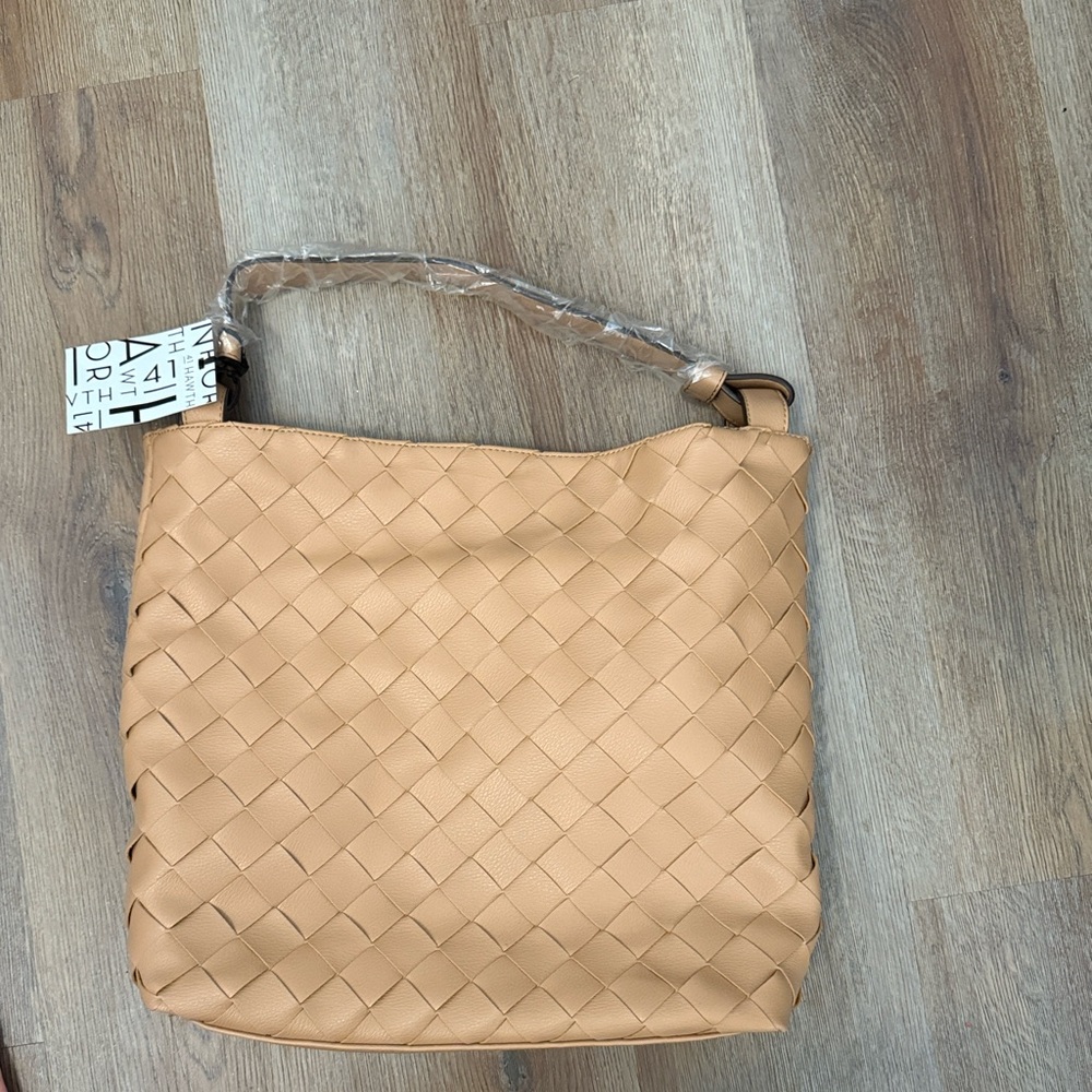 41-Hawthorn- Staci -Hobo Bag Tan Woven Handbag